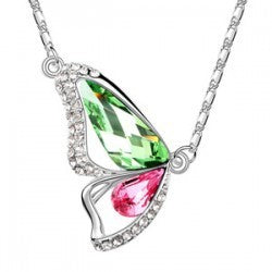 Fashion Butterfly Crystal Pendant Necklace