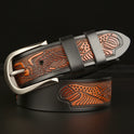 Men's Cut Cowhide Carved Belt