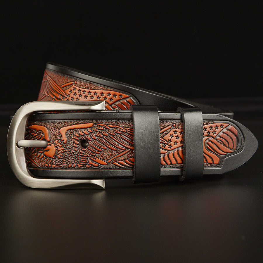 Men's Cut Cowhide Carved Belt