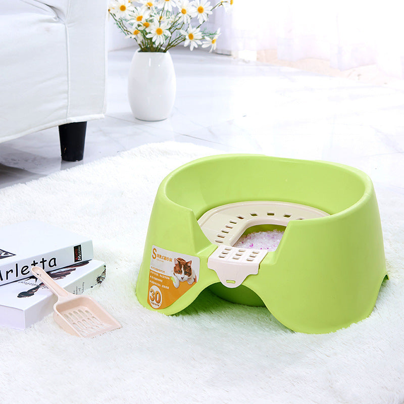 Spillproof Cat Litter Pan Semi-enclosed Oversize  Cat Toilet