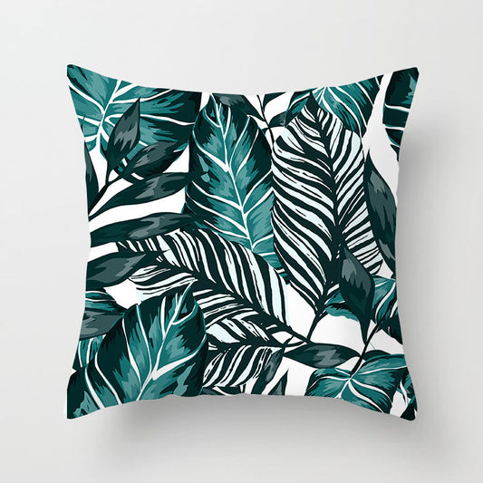 Green Plant Tassel Sofa Pillowcase