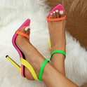 Ultra-high Heel Color Block Pointed Peep Toe Sandals