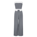 Contrast Color Vest Wide-leg Suit Pants Fashion Casual Two-piece Suit