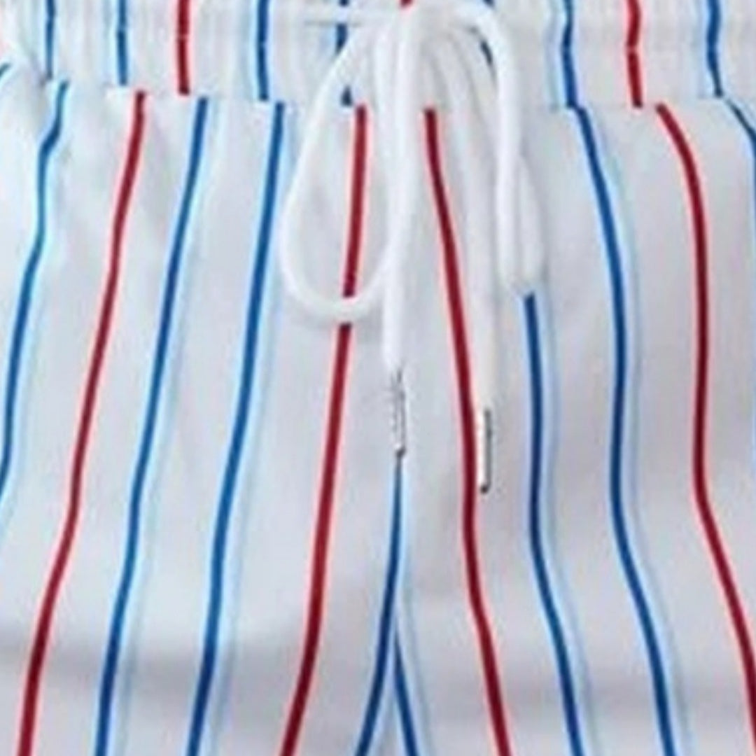 Basic Mass Men's Striped Digital Printed Shorts