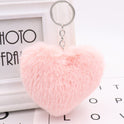 Heart-shaped Fur Ball Keychain Rex Rabbit Plush Car Pendant