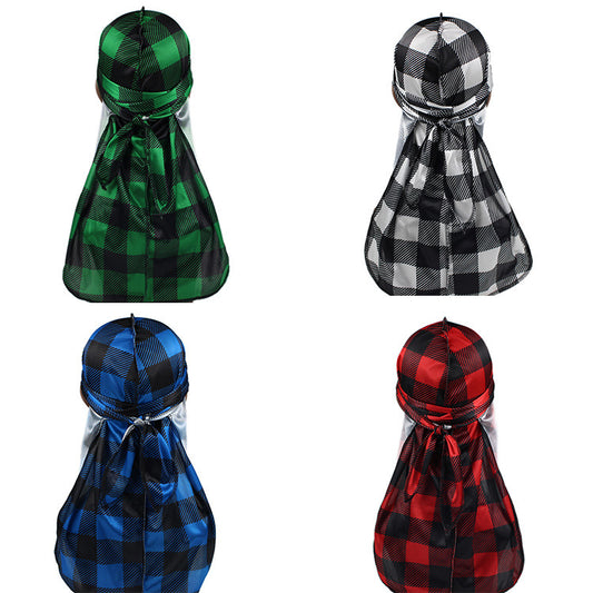 European And American Popular Artificial Silk Plaid Strap Pirate Hat