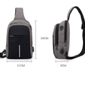 Leisure Travel Waterproof Men's USB Charging Slanted Chest Bag