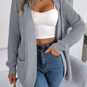 Autumn And Winter Casual Pocket Long Sleeve Knitted Sweater Cardigan Jacket