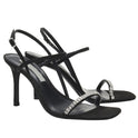 Women's Square Toe Black Crystal High Heels