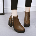 Fashionable Chunky Heel Platform Booties Women