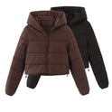 Fashion Zipper Hooded Short Coat Winter Mandela-color Jacket Outerwear Women's Clothing