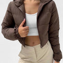 Fashion Zipper Hooded Short Coat Winter Mandela-color Jacket Outerwear Women's Clothing