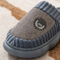 Plus Size Colorblock Plush Slippers For Women Men Winter Warm Home Slipper Indoor Thick-soled Fleece Shoes Couple