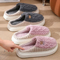 Cute Bear Plush Slippers Winter Warm Fleece Shoes Indoor Bedroom Floor Home Slippers For Women Men Couple