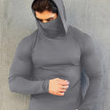 Men's Sports Tight Shaping Mask Scarf Hat One-piece Long Sleeves