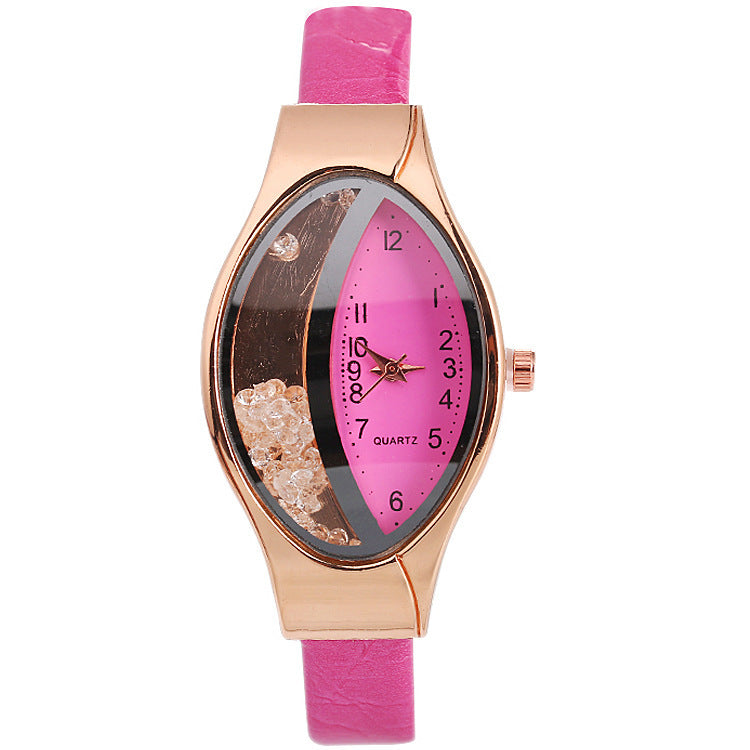 Watch Eye Shape Ladies Quartz Watch WISH Turn Bead Quicksand Belt Watch