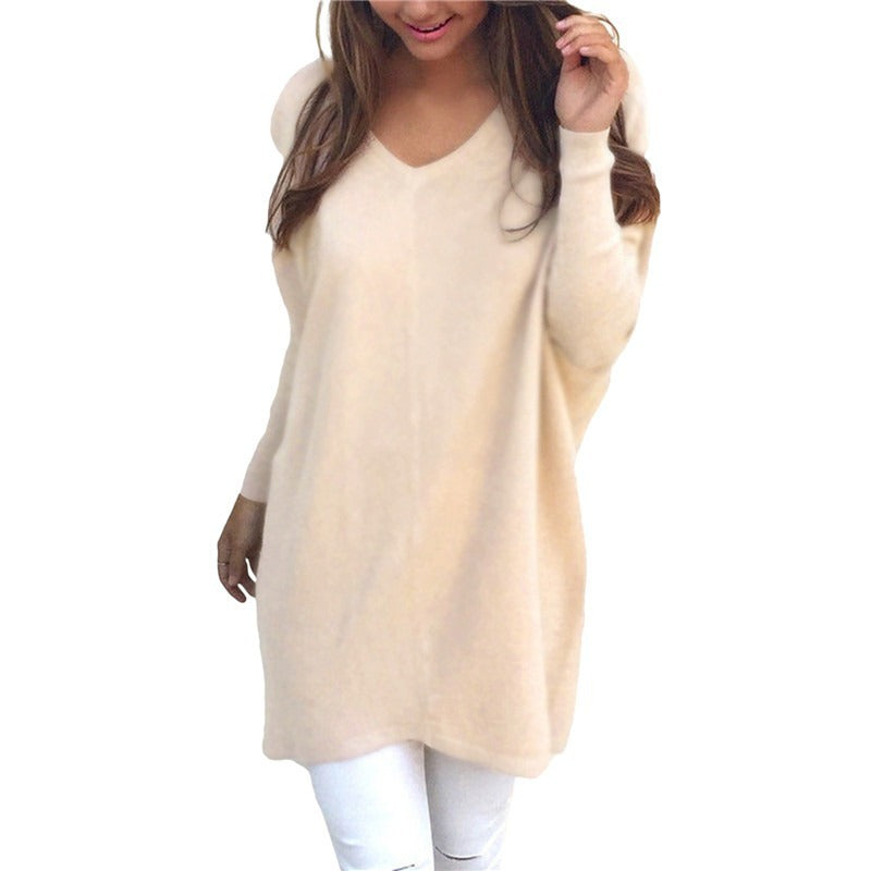 European and American fashion autumn V-neck long-sleeved women's thin sweater