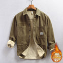 Cotton Men's Plus Velvet Working Wear Casual Shirt Coat