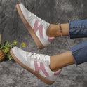 New Colorblock Lace-up Flats Shoes Fashion Round Toe Slip On Casual Shoes For Women