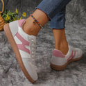 New Colorblock Lace-up Flats Shoes Fashion Round Toe Slip On Casual Shoes For Women