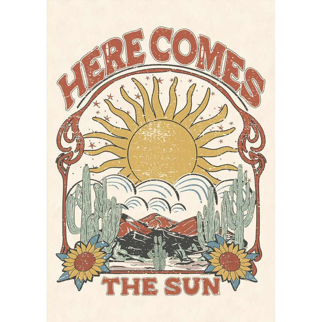 تي شيرت مطبوع عليه عبارة Here Comes The Sun