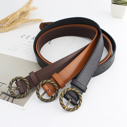 Women's Bronze Sun Buckle Vintage Decorative Belt