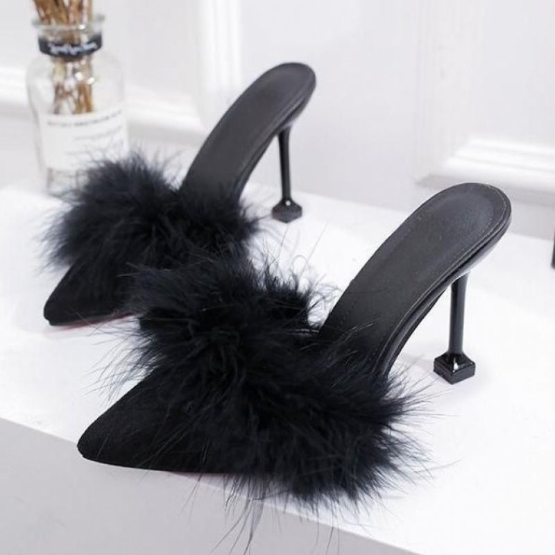 Women's stiletto heeled slippers