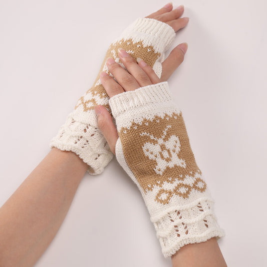 Cute Autumn And Winter Fashion New Butterfly Wool Warm Gloves