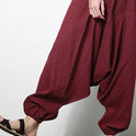 Men's cotton and linen loose casual low-end baggy pants