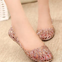 Flat bottom hole shoes beach sandals with flat plastic hollow heels