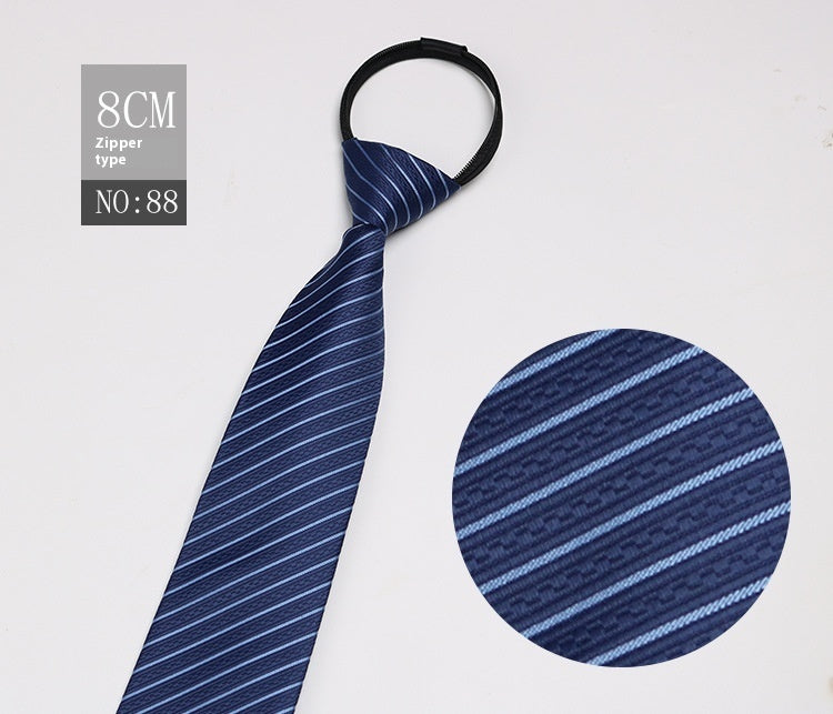 Black Men's Tie Striped Blue Business Tie Lazy Zip Tie In Stock Wholesale Pull Peels