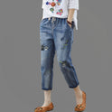 Women's Denim Cropped Harem Pants Loose