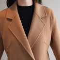 Solid Color Suit Collar Long-sleeved Woolen Coat