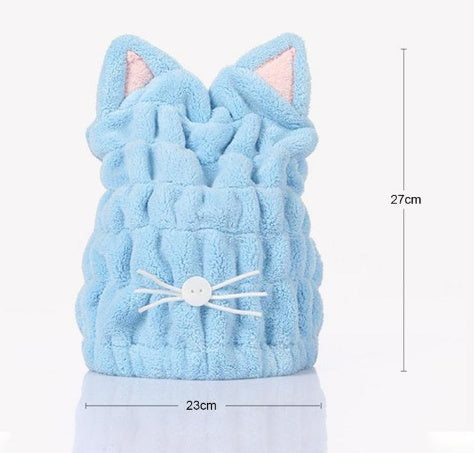 Cute Cat Ears Hair-Drying Towel Bath