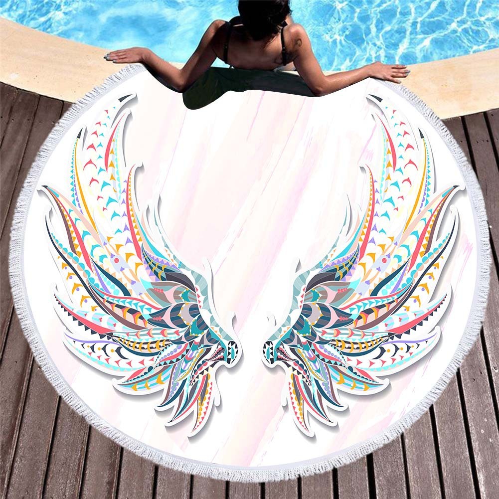 Round printed beach towel