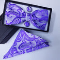 Paisley pattern bow tie dark blue black bow tie male British fashion cashew flower bow gift set