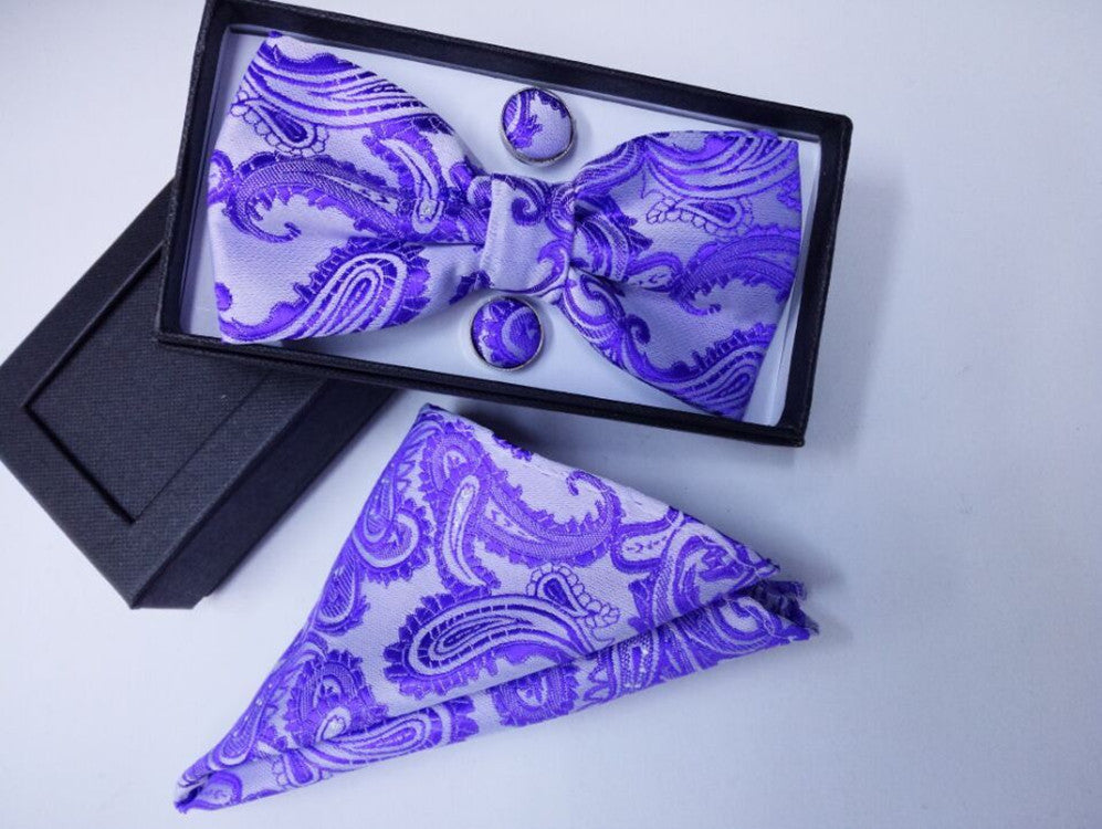 Paisley pattern bow tie dark blue black bow tie male British fashion cashew flower bow gift set