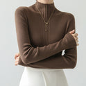 French Knitwear Women's Sweater New Apricot Color Long Sleeve