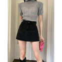 Denim Skirt Women's Black All-match High Waist A- Line Sheath Skirt