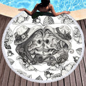 Scary Skull Round Beach Towel Fiber Picnic Mat