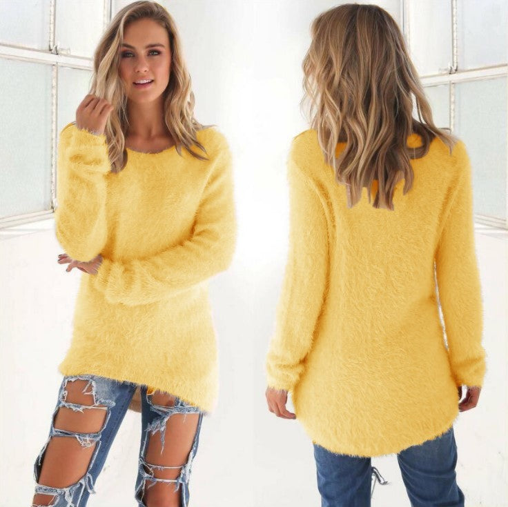 Autumn And Winter Fashion Solid Color Long Sleeve Women's Sweater