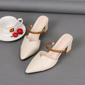 Pointed Toe Two-way Wear With Cool Half Slippers Chunky Heel Sandals