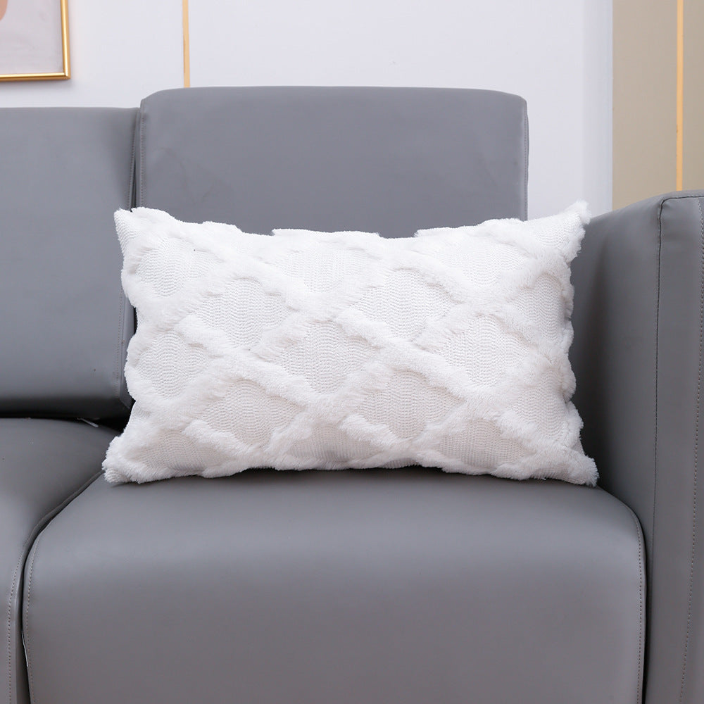 Plush Embroidered Diamond Pillow Cover