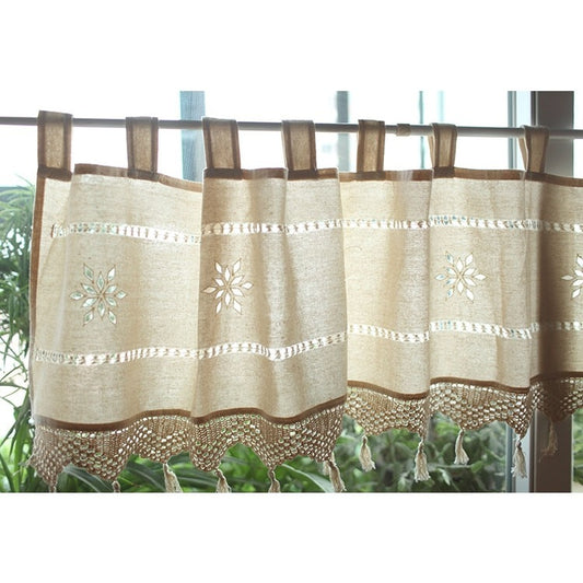 Old Coarse Cotton Linen Crochet Coffee Rod Curtain