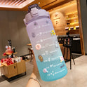 Stickers Water Bottle With Straw 2000ml Cute Portable Scale Bottle