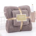 Coral Velvet Auspicious Grid Soft Absorbent Unisex Towels Suit