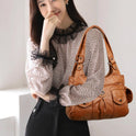 Women's Shoulder Stitching Large Capacity PU Messenger Bag