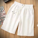 Sports Wide Leg Loose Casual Men's Combed Pure Color Cotton Shorts