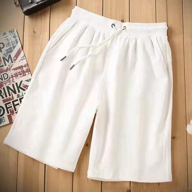 Sports Wide Leg Loose Casual Men's Combed Pure Color Cotton Shorts