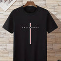 Men's Letter Vertical Line Printing Casual All-match Short-sleeved